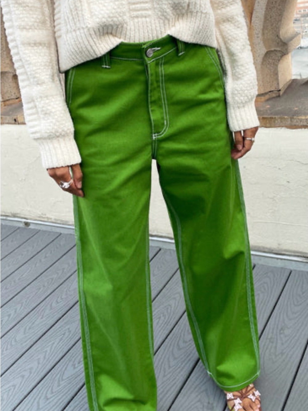 Lisa Says Gah Straight-Leg Green Denim
